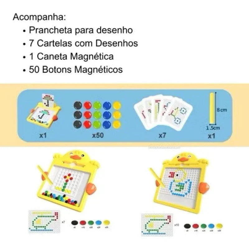Tábua de Desenho Magnético Infantil Colorida | Brinquedo Educativo Reutilizável 49 Espaços – Play Gump