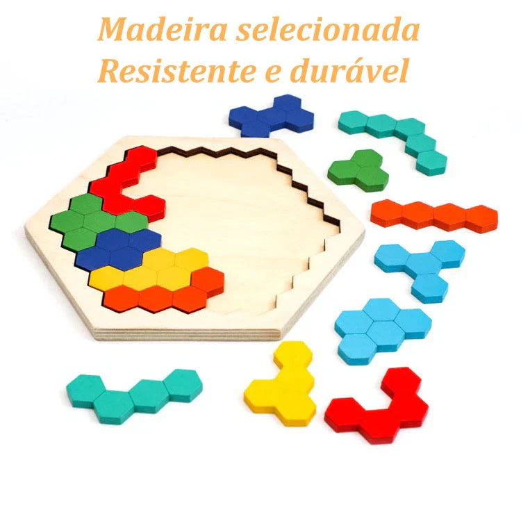 Quebra-Cabeça de Madeira Arco-Íris Montessori | Tangram Educativo Colorido para Crianças – Play Gump