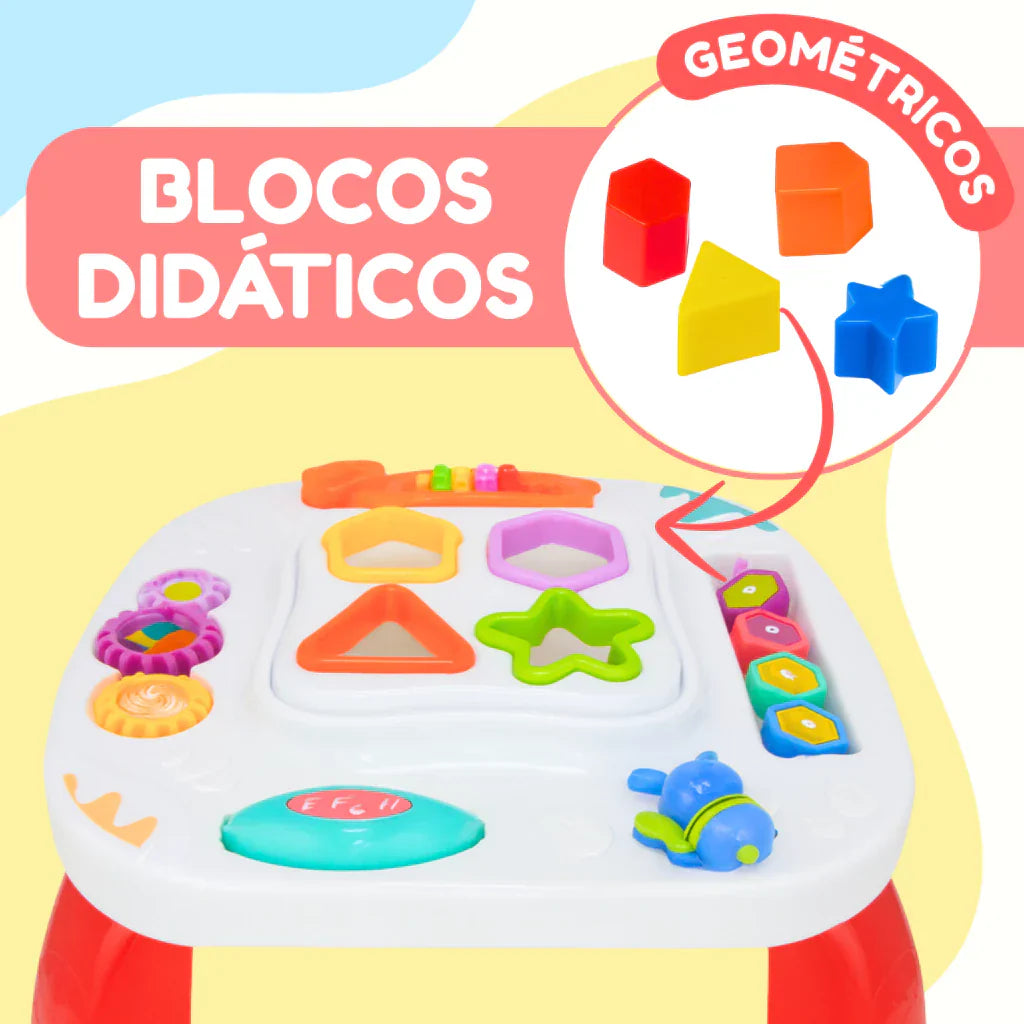 Mesinha Didática Infantil Educativa Sensorial | Mesa de Atividades Interativas para Bebês +12 Meses – Play Gump