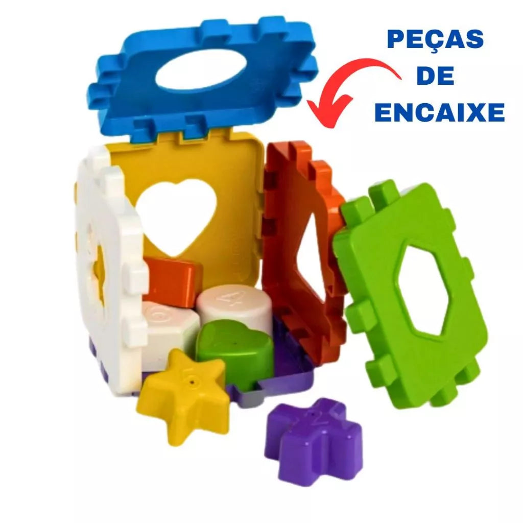 Cubo Didático Educativo de Encaixe | Brinquedo Pedagógico Colorido para Crianças +12 Meses – Play Gump