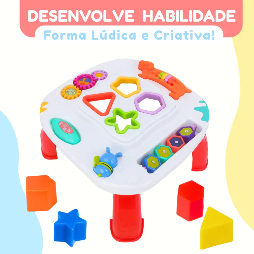 Mesinha Didática Infantil Educativa Sensorial | Mesa de Atividades Interativas para Bebês +12 Meses – Play Gump
