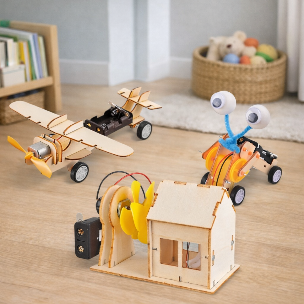 Kit Brinquedos de Montar em Madeira DIY STEAM | Casa, Robô e Avião Educativos 6+ – Play Gump