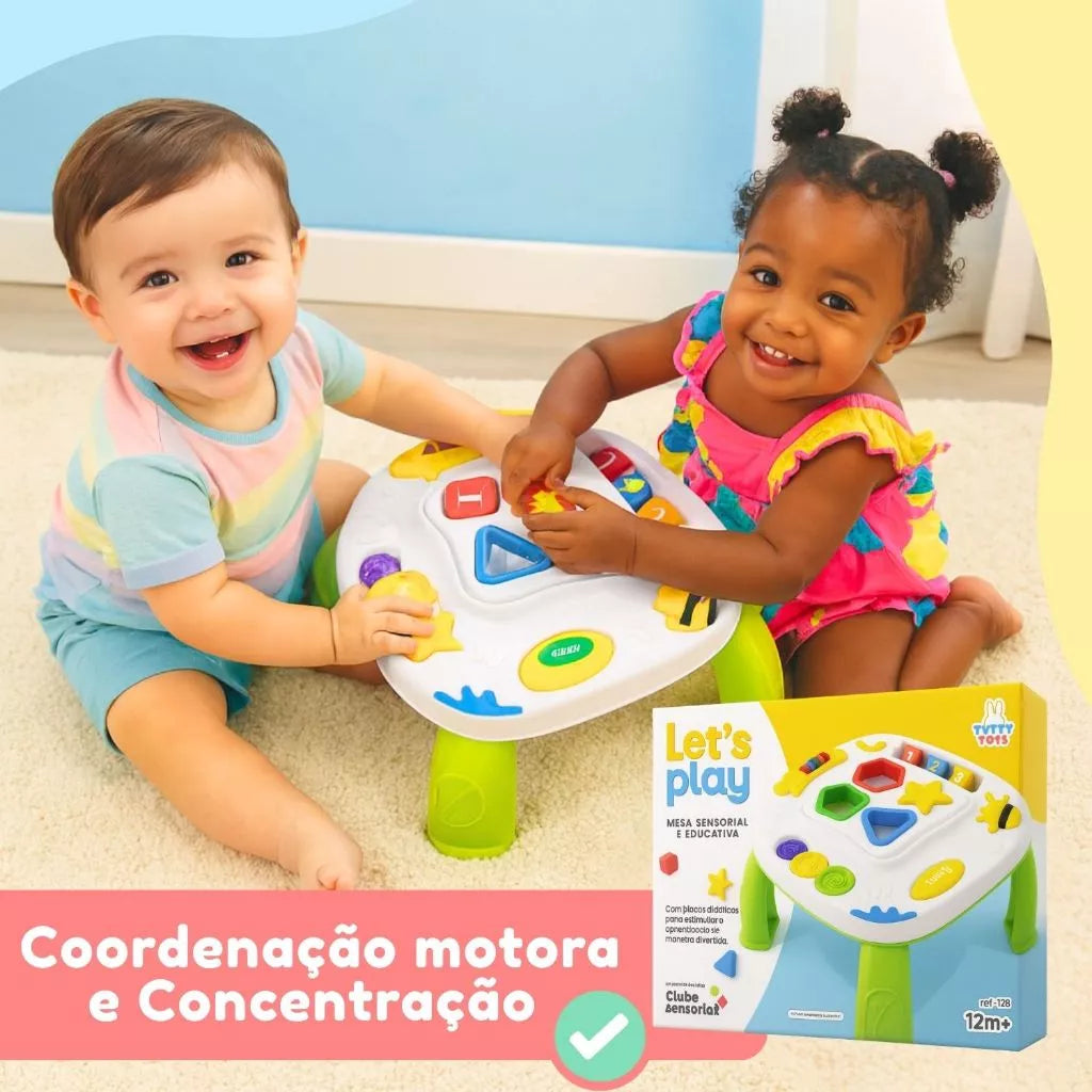 Mesinha Didática Infantil Educativa Sensorial | Mesa de Atividades Interativas para Bebês +12 Meses – Play Gump