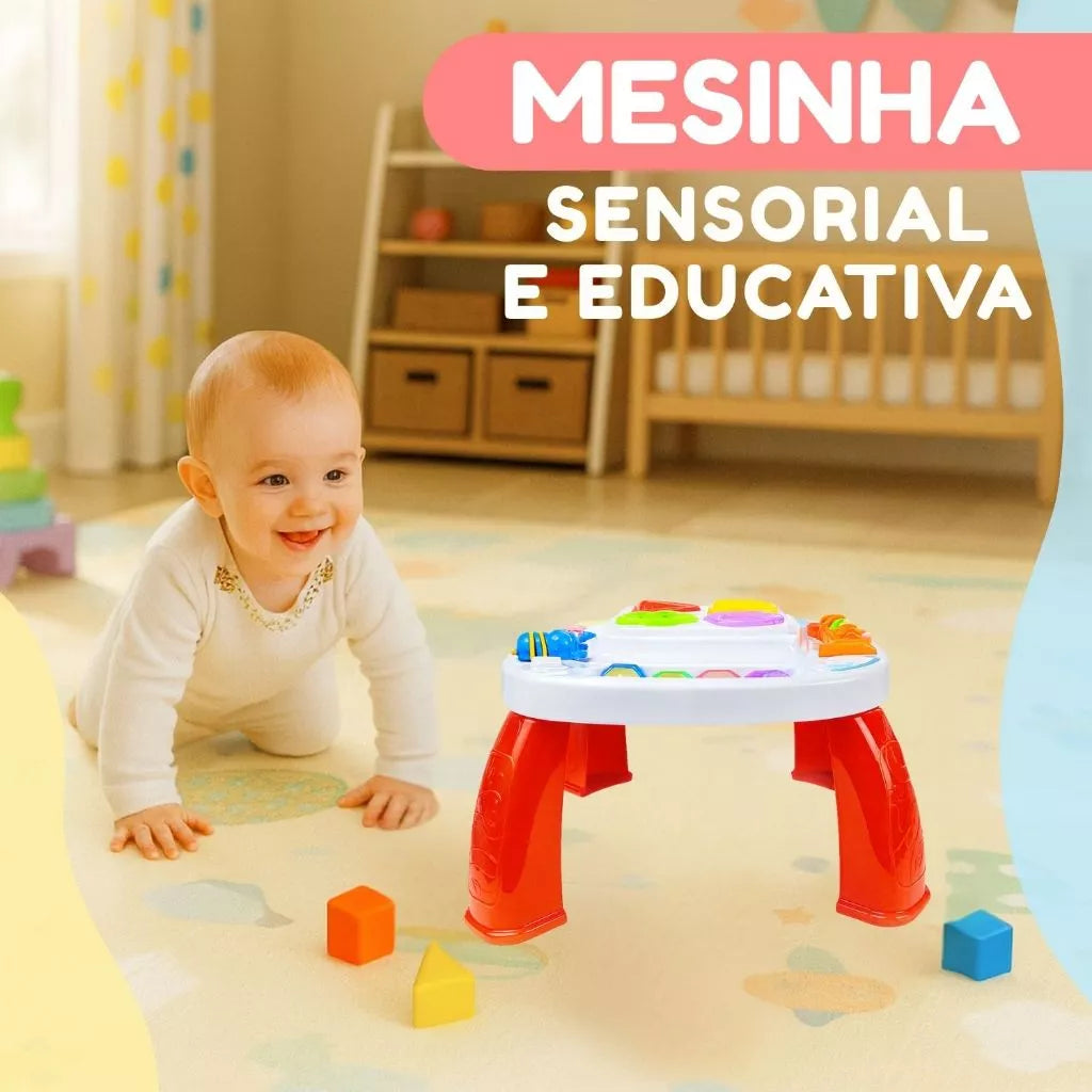 Mesinha Didática Infantil Educativa Sensorial | Mesa de Atividades Interativas para Bebês +12 Meses – Play Gump