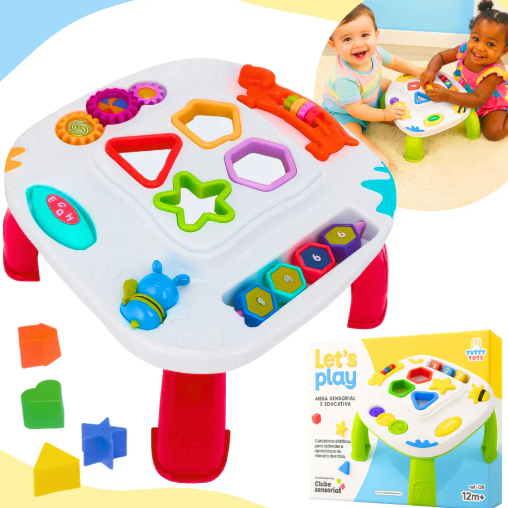 Mesinha Didática Infantil Educativa Sensorial | Mesa de Atividades Interativas para Bebês +12 Meses – Play Gump