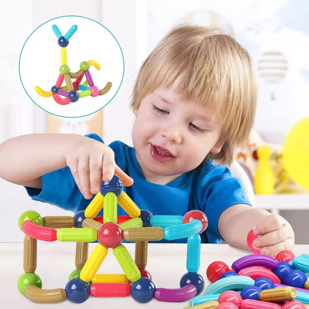 Blocos Magnéticos Montessori 42 Peças – Bolas e Varas Educativo | Play Gump