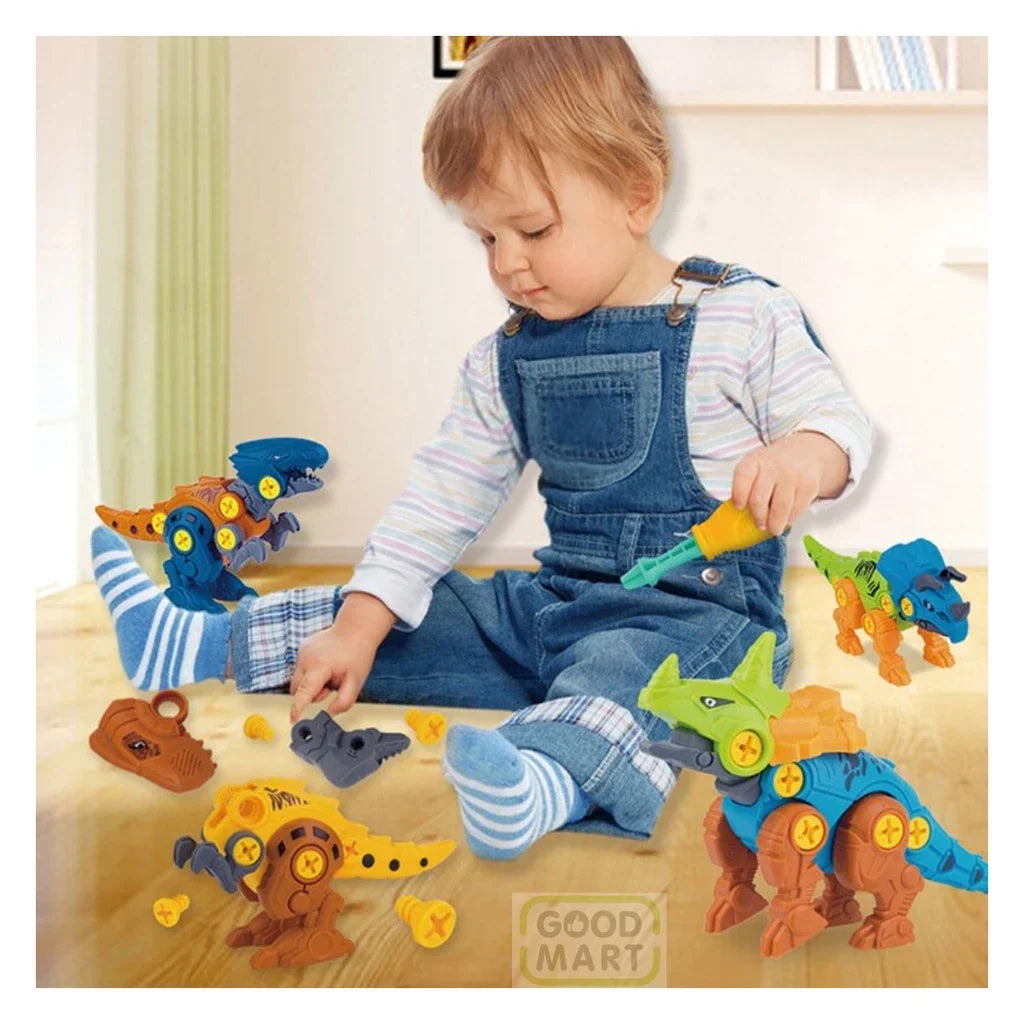 Kit 4 Dinossauros Monta e Desmonta Educativo | Brinquedo Pedagógico com Ferramentas – Play Gump