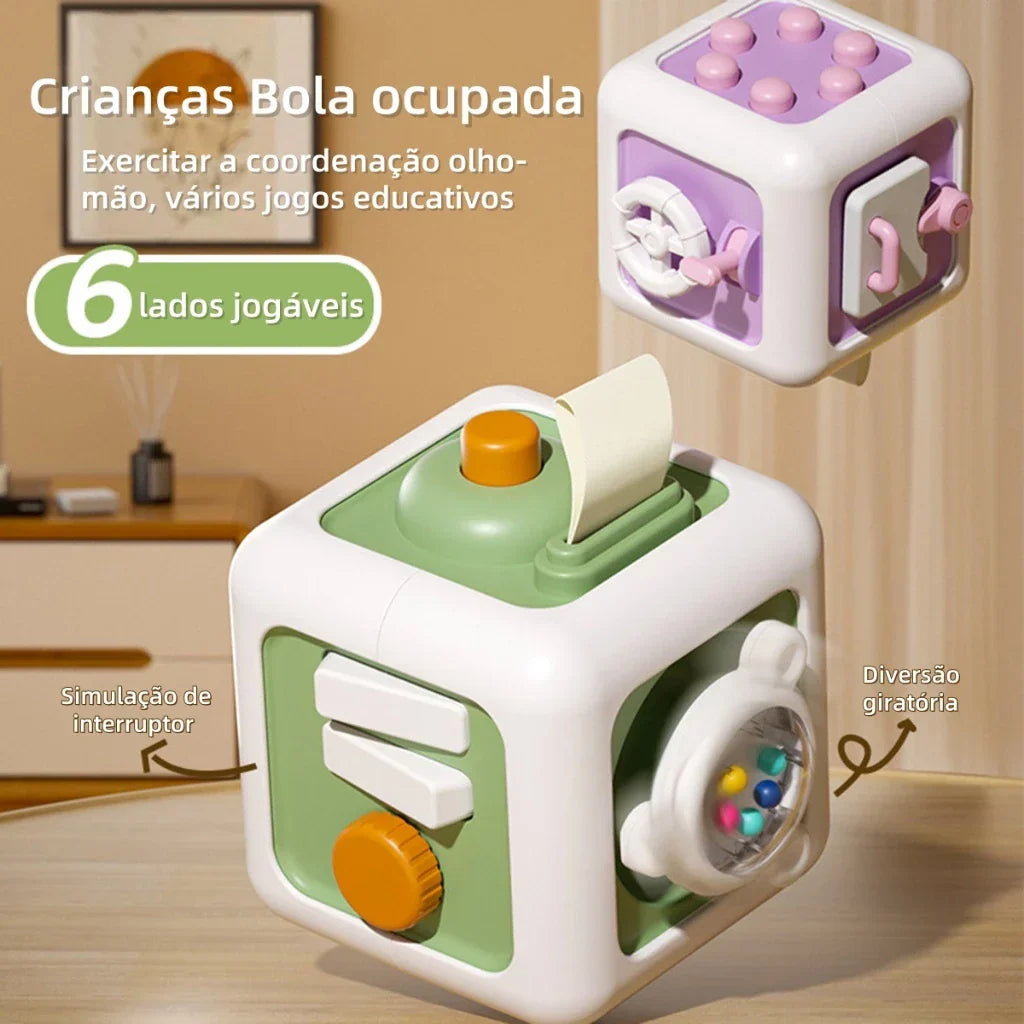 Brinquedo Sensorial Montessori 6 Lados | Cubo de Atividades Educativo para Crianças 3+ – Play Gump