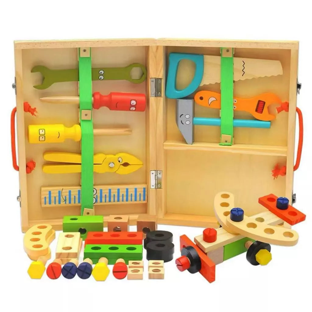Caixa de Ferramentas de Madeira Educativa Infantil | Brinquedo de Montagem e Desmontagem 4 a 6 Anos – Play Gump
