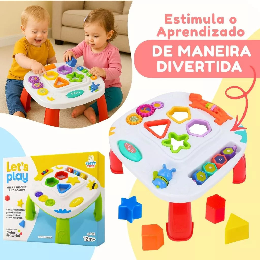 Mesinha Didática Infantil Educativa Sensorial | Mesa de Atividades Interativas para Bebês +12 Meses – Play Gump