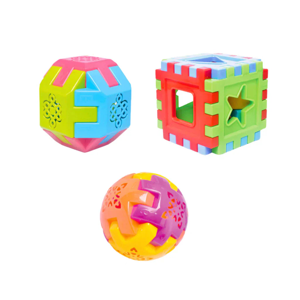 Kit Mesinha Educativa Infantil + 3 Cubos Didáticos | Brinquedo Interativo Sensorial para Bebês +12 Meses – Play Gump