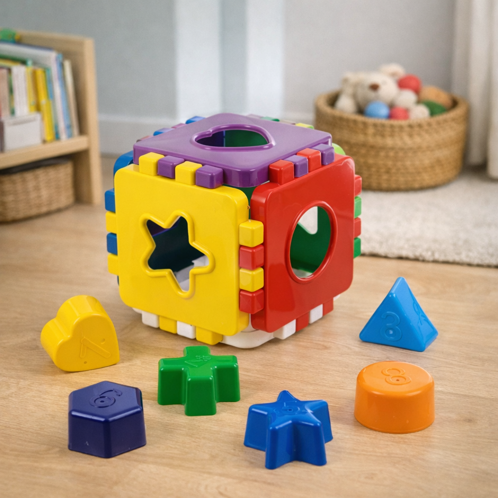 Cubo Didático Educativo de Encaixe | Brinquedo Pedagógico Colorido para Crianças +12 Meses – Play Gump