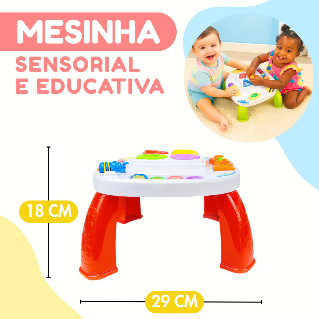 Mesinha Didática Infantil Educativa Sensorial | Mesa de Atividades Interativas para Bebês +12 Meses – Play Gump